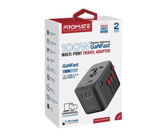 Зарядное устройство Promate tripmate-gan100, изображение 2 Зарядное устройство Promate tripmate-gan100, изображение 2