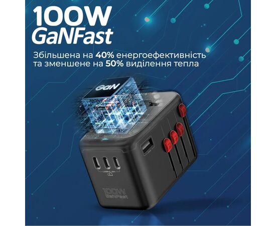 Зарядное устройство Promate tripmate-gan100, изображение 4 Зарядное устройство Promate tripmate-gan100, изображение 4