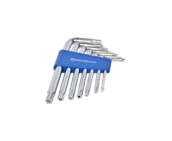 Ключ Стандарт TORX Г-подібний з отвором 7шт. (TKS0701), зображення 2 Ключ Стандарт TORX Г-подібний з отвором 7шт. (TKS0701), зображення 2