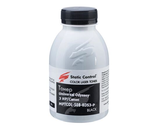 Тонер HP/Canon MPTCOL OS3 50г black (фасовка) Static Control (MPTCOL-50B-KOS3-P)