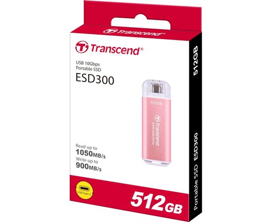Накопитель SSD USB Type-C 512GB ESD300 Transcend (TS512GESD300P), изображение 5 Накопитель SSD USB Type-C 512GB ESD300 Transcend (TS512GESD300P), изображение 5