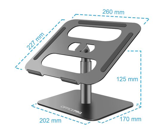 Подставка для ноутбука OfficePro LS956G Aluminum alloy Gray (LS956G), изображение 8 Подставка для ноутбука OfficePro LS956G Aluminum alloy Gray (LS956G), изображение 8