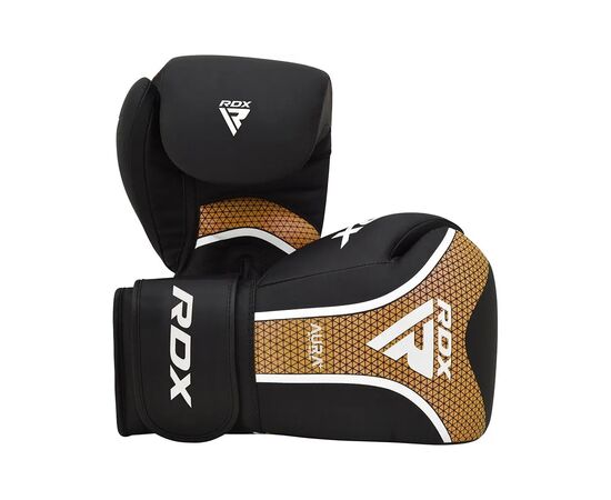 Боксерские перчатки RDX Aura Plus T-17 Black Golden 10 унцій (BGR-T17BGL-10OZ+), изображение 2 Боксерские перчатки RDX Aura Plus T-17 Black Golden 10 унцій (BGR-T17BGL-10OZ+), изображение 2