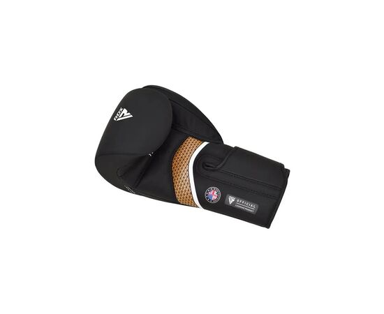 Боксерские перчатки RDX Aura Plus T-17 Black Golden 12 унцій (BGR-T17BGL-12OZ+), изображение 4 Боксерские перчатки RDX Aura Plus T-17 Black Golden 12 унцій (BGR-T17BGL-12OZ+), изображение 4