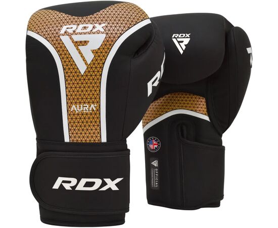 Боксерские перчатки RDX Aura Plus T-17 Black Golden 12 унцій (BGR-T17BGL-12OZ+)