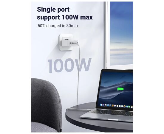 Зарядное устройство Ugreen 4xUSB 100W (3хUSB-C+USB-A) Gan white CD226 (15337), изображение 5 Зарядное устройство Ugreen 4xUSB 100W (3хUSB-C+USB-A) Gan white CD226 (15337), изображение 5