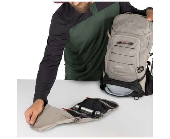 Рюкзак туристический Osprey Raptor 14 pediment grey - O/S - бежевий (009.4045), изображение 9 Рюкзак туристический Osprey Raptor 14 pediment grey - O/S - бежевий (009.4045), изображение 9