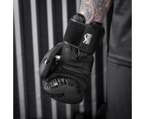 Боксерские перчатки Phantom APEX Velcro Black 12 унцій (PHBG2368-12), изображение 9 Боксерские перчатки Phantom APEX Velcro Black 12 унцій (PHBG2368-12), изображение 9