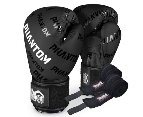 Боксерские перчатки Phantom APEX Velcro Black 12 унцій (PHBG2368-12)
