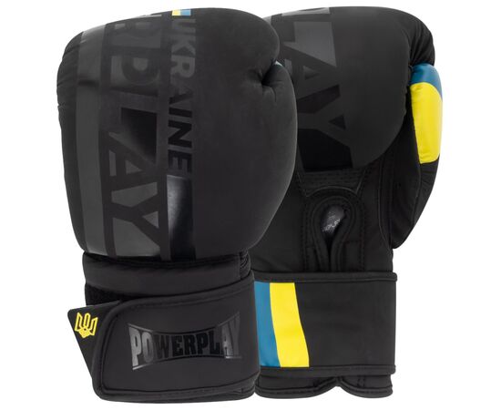 Боксерские перчатки PowerPlay 3021 Ukraine Чорні 14 унцій (PP_3021_14oz_Black)