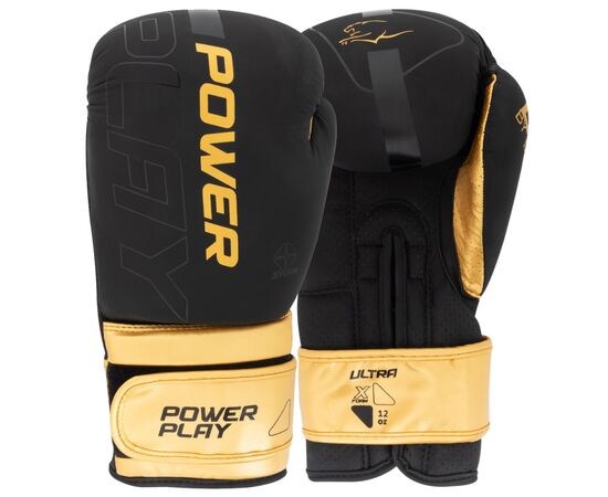 Боксерские перчатки PowerPlay 3024 Ultra Mat Чорно-Золоті 16 унцій (PP_3024_16oz_Bl/Gold)