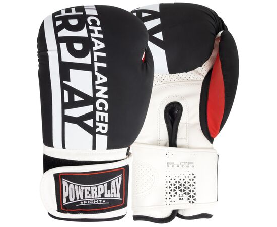 Боксерські рукавички PowerPlay 3086 Matt Challenger Чорно-Білі 14 унцій (PP_3086_14oz_Bl/White)