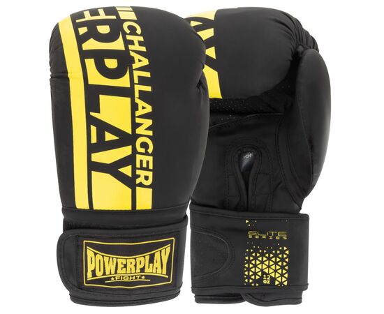 Боксерські рукавички PowerPlay 3086 Matt Challenger Чорно-Жовті 14 унцій (PP_3086_14oz_Bl/Yellow)
