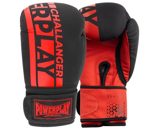 Боксерские перчатки PowerPlay 3086 Matt Challenger Чорно-Червоні 16 унцій (PP_3086_16oz_Bl/Red)