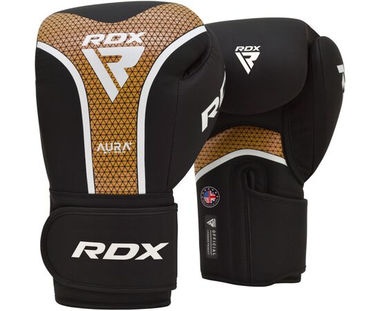 Боксерские перчатки RDX Aura Plus T-17 Black Golden 16 унцій (BGR-T17BGL-16OZ+), изображение 2 Боксерские перчатки RDX Aura Plus T-17 Black Golden 16 унцій (BGR-T17BGL-16OZ+), изображение 2