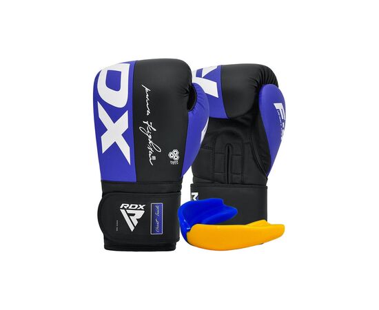 Боксерские перчатки RDX F4 Boxing Sparring Gloves Hook & Loop Blue/Black 16 унцій (BGR-F4U-16OZ)