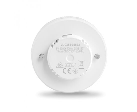 Лампочка Videx LED GX53 8W 3000K 220V (VL-GX53-08533), изображение 2 Лампочка Videx LED GX53 8W 3000K 220V (VL-GX53-08533), изображение 2