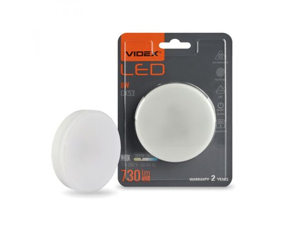 Лампочка Videx LED GX53 8W 3000K 220V (VL-GX53-08533), изображение 6 Лампочка Videx LED GX53 8W 3000K 220V (VL-GX53-08533), изображение 6