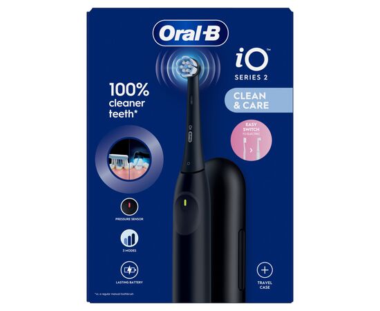 Электрическая зубная щетка Oral-B iO2 Series Night Black + Travel Case, изображение 7 Электрическая зубная щетка Oral-B iO2 Series Night Black + Travel Case, изображение 7