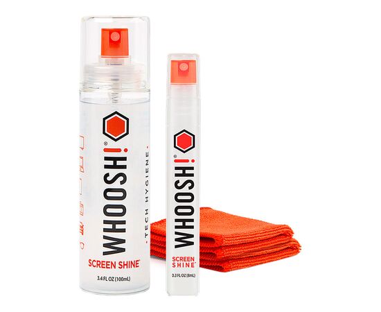 Спрей для очищення Whoosh! Screen Shine DUO 100+8ml, microfiber 14x14cm (1FG108ENFR), зображення 2 Спрей для очищення Whoosh! Screen Shine DUO 100+8ml, microfiber 14x14cm (1FG108ENFR), зображення 2