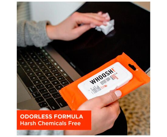 Салфетки Whoosh! Screen Shine 20 WIPES 10х7cm + 1microfiber 14х14cm (1FG20WPENFR), изображение 5 Салфетки Whoosh! Screen Shine 20 WIPES 10х7cm + 1microfiber 14х14cm (1FG20WPENFR), изображение 5