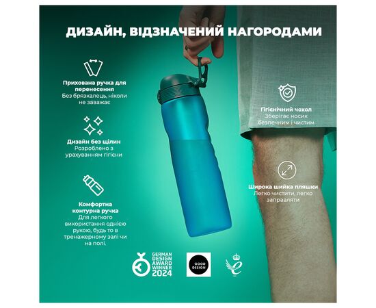 Бутылка для воды ION8 OneTouch 1000 мл BPA Free, Aqua (I8RF1000AQU), изображение 4 Бутылка для воды ION8 OneTouch 1000 мл BPA Free, Aqua (I8RF1000AQU), изображение 4