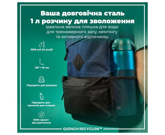 Бутылка для воды ION8 OneTouch 1000 мл BPA Free, Aqua (I8RF1000AQU), изображение 5 Бутылка для воды ION8 OneTouch 1000 мл BPA Free, Aqua (I8RF1000AQU), изображение 5