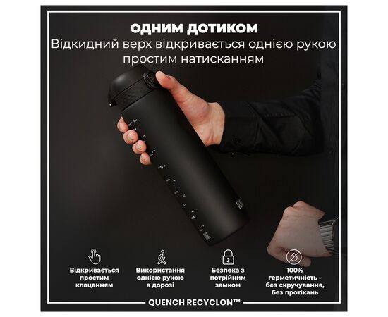 Бутылка для воды ION8 OneTouch 1000 мл BPA Free, Black (I8RF1000BLK), изображение 2 Бутылка для воды ION8 OneTouch 1000 мл BPA Free, Black (I8RF1000BLK), изображение 2