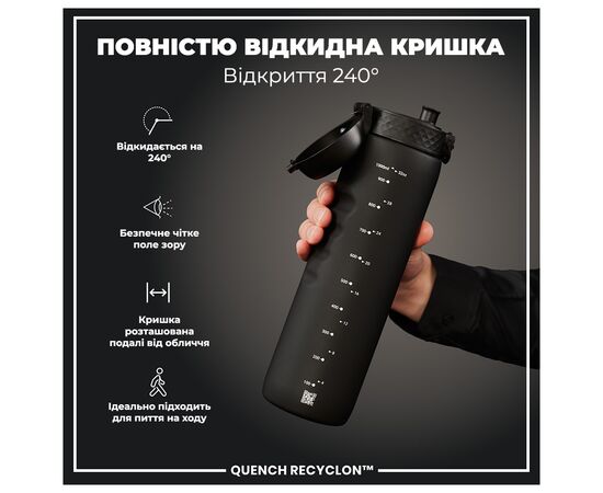 Бутылка для воды ION8 OneTouch 1000 мл BPA Free, Black (I8RF1000BLK), изображение 3 Бутылка для воды ION8 OneTouch 1000 мл BPA Free, Black (I8RF1000BLK), изображение 3