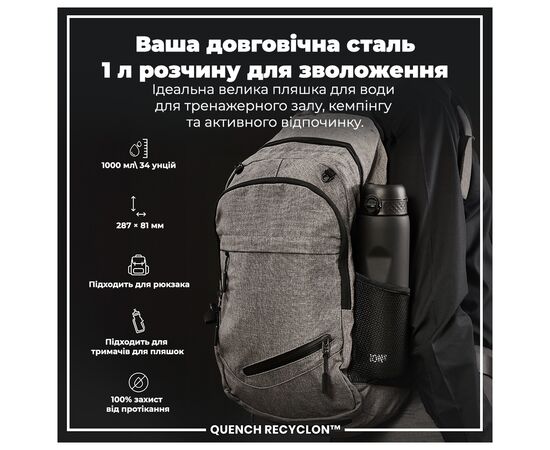 Бутылка для воды ION8 OneTouch 1000 мл BPA Free, Black (I8RF1000BLK), изображение 5 Бутылка для воды ION8 OneTouch 1000 мл BPA Free, Black (I8RF1000BLK), изображение 5