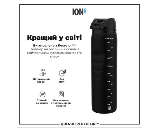 Бутылка для воды ION8 OneTouch 1000 мл BPA Free, Black (I8RF1000BLK), изображение 6 Бутылка для воды ION8 OneTouch 1000 мл BPA Free, Black (I8RF1000BLK), изображение 6