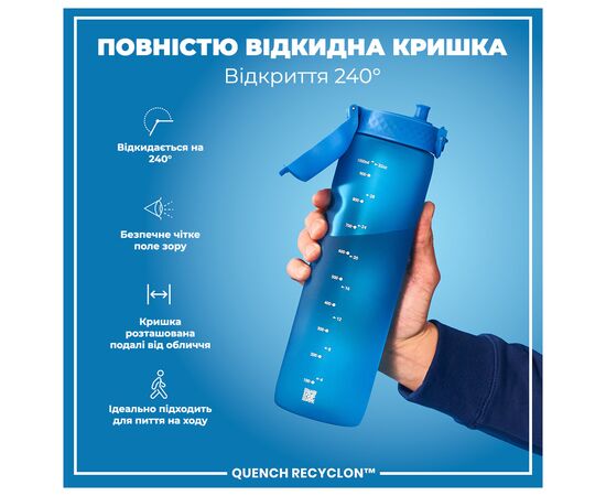 Бутылка для воды ION8 OneTouch 1000 мл BPA Free, Blue (I8RF1000BLU), изображение 3 Бутылка для воды ION8 OneTouch 1000 мл BPA Free, Blue (I8RF1000BLU), изображение 3