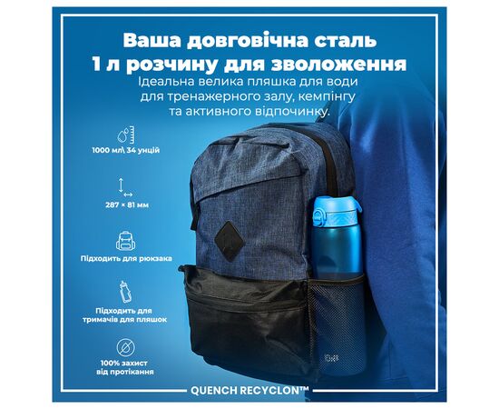 Бутылка для воды ION8 OneTouch 1000 мл BPA Free, Blue (I8RF1000BLU), изображение 5 Бутылка для воды ION8 OneTouch 1000 мл BPA Free, Blue (I8RF1000BLU), изображение 5