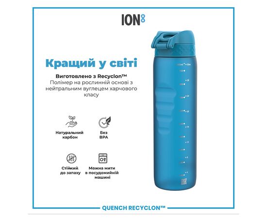 Бутылка для воды ION8 OneTouch 1000 мл BPA Free, Blue (I8RF1000BLU), изображение 6 Бутылка для воды ION8 OneTouch 1000 мл BPA Free, Blue (I8RF1000BLU), изображение 6