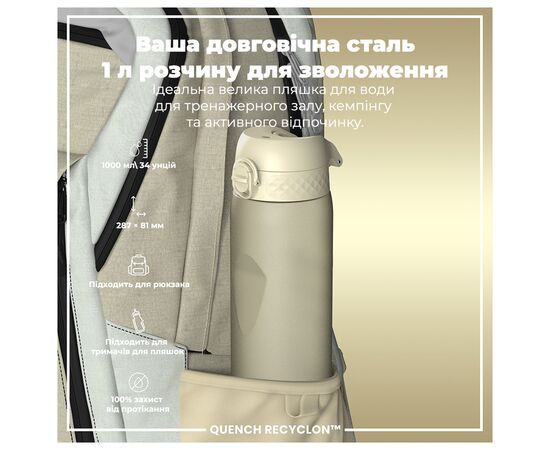 Бутылка для воды ION8 OneTouch 1000 мл BPA Free, Creamy White (I8RF1000CWHI), изображение 5 Бутылка для воды ION8 OneTouch 1000 мл BPA Free, Creamy White (I8RF1000CWHI), изображение 5