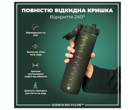 Бутылка для воды ION8 OneTouch 1000 мл BPA Free, Dark Green (I8RF1000DGRE), изображение 3 Бутылка для воды ION8 OneTouch 1000 мл BPA Free, Dark Green (I8RF1000DGRE), изображение 3