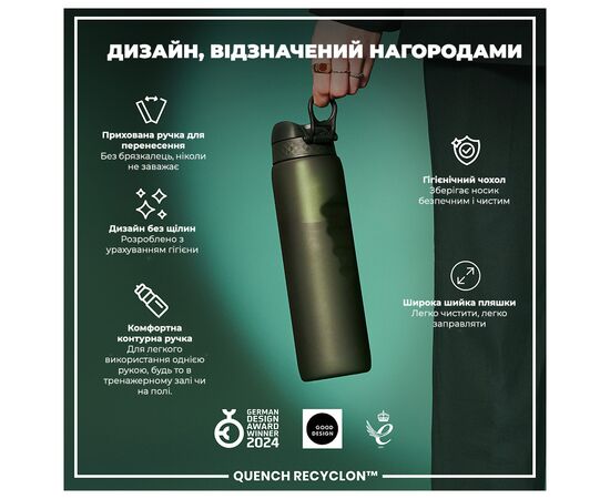 Бутылка для воды ION8 OneTouch 1000 мл BPA Free, Dark Green (I8RF1000DGRE), изображение 4 Бутылка для воды ION8 OneTouch 1000 мл BPA Free, Dark Green (I8RF1000DGRE), изображение 4