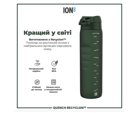 Бутылка для воды ION8 OneTouch 1000 мл BPA Free, Dark Green (I8RF1000DGRE), изображение 6 Бутылка для воды ION8 OneTouch 1000 мл BPA Free, Dark Green (I8RF1000DGRE), изображение 6