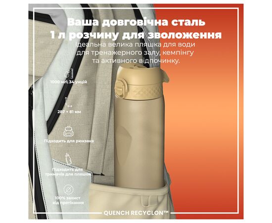 Бутылка для воды ION8 OneTouch 1000 мл BPA Free, Desert (I8RF1000DES), изображение 5 Бутылка для воды ION8 OneTouch 1000 мл BPA Free, Desert (I8RF1000DES), изображение 5