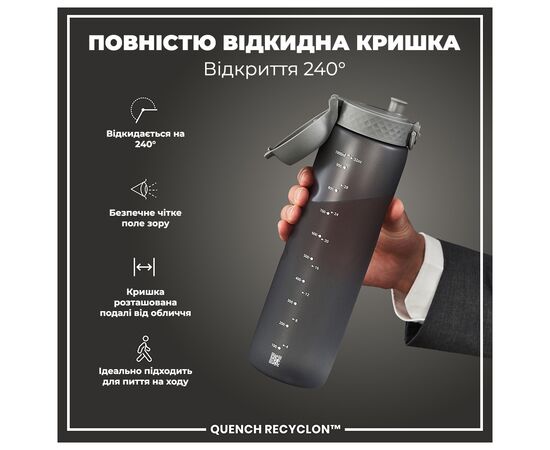 Бутылка для воды ION8 OneTouch 1000 мл BPA Free, Grey (I8RF1000GRY), изображение 3 Бутылка для воды ION8 OneTouch 1000 мл BPA Free, Grey (I8RF1000GRY), изображение 3