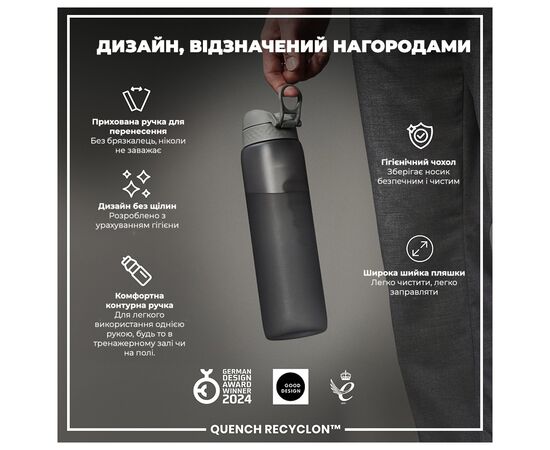 Бутылка для воды ION8 OneTouch 1000 мл BPA Free, Grey (I8RF1000GRY), изображение 4 Бутылка для воды ION8 OneTouch 1000 мл BPA Free, Grey (I8RF1000GRY), изображение 4