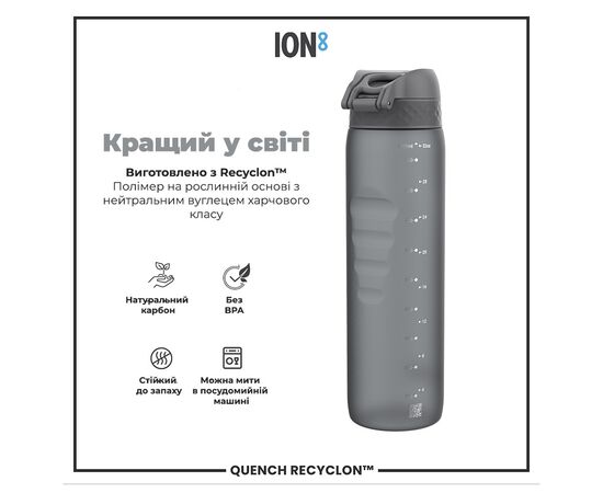 Бутылка для воды ION8 OneTouch 1000 мл BPA Free, Grey (I8RF1000GRY), изображение 6 Бутылка для воды ION8 OneTouch 1000 мл BPA Free, Grey (I8RF1000GRY), изображение 6