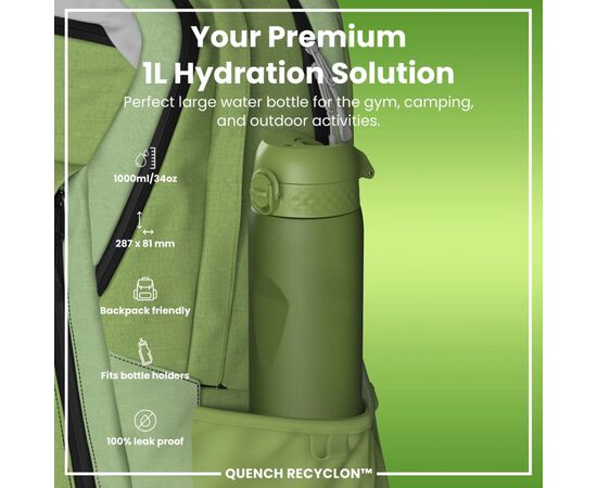 Бутылка для воды ION8 OneTouch 1000 мл BPA Free, Hhaki Green (I8RF1000HGRE), изображение 2 Бутылка для воды ION8 OneTouch 1000 мл BPA Free, Hhaki Green (I8RF1000HGRE), изображение 2