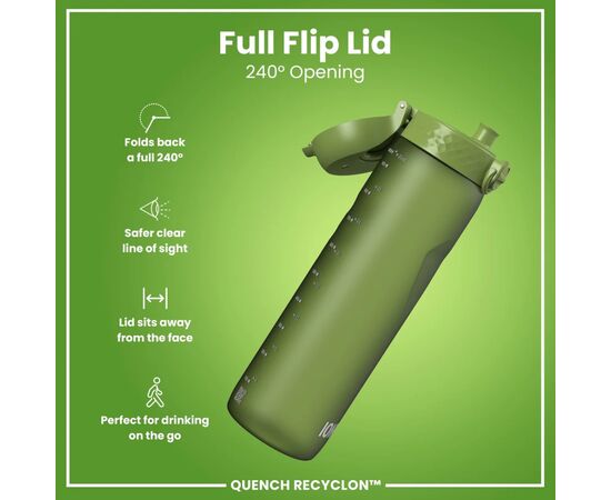 Бутылка для воды ION8 OneTouch 1000 мл BPA Free, Hhaki Green (I8RF1000HGRE), изображение 4 Бутылка для воды ION8 OneTouch 1000 мл BPA Free, Hhaki Green (I8RF1000HGRE), изображение 4