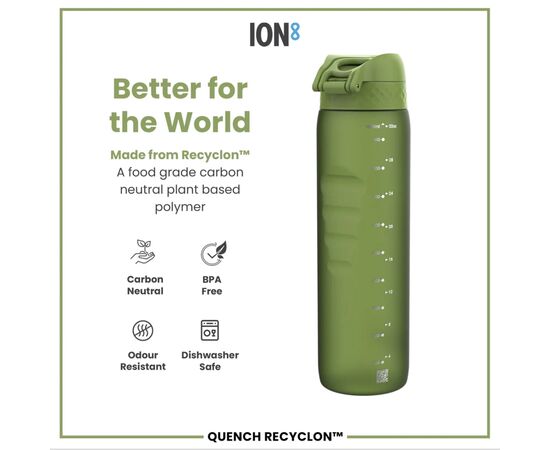 Бутылка для воды ION8 OneTouch 1000 мл BPA Free, Hhaki Green (I8RF1000HGRE), изображение 5 Бутылка для воды ION8 OneTouch 1000 мл BPA Free, Hhaki Green (I8RF1000HGRE), изображение 5