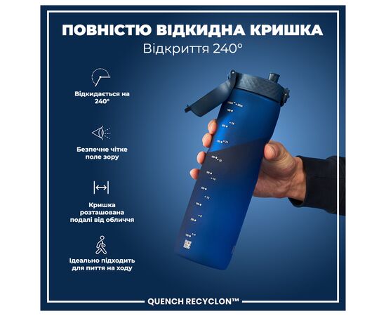 Бутылка для воды ION8 OneTouch 1000 мл BPA Free, Navy (I8RF1000NAV), изображение 3 Бутылка для воды ION8 OneTouch 1000 мл BPA Free, Navy (I8RF1000NAV), изображение 3