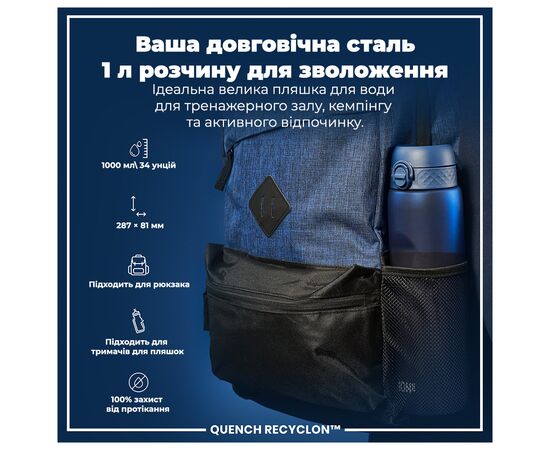 Бутылка для воды ION8 OneTouch 1000 мл BPA Free, Navy (I8RF1000NAV), изображение 5 Бутылка для воды ION8 OneTouch 1000 мл BPA Free, Navy (I8RF1000NAV), изображение 5
