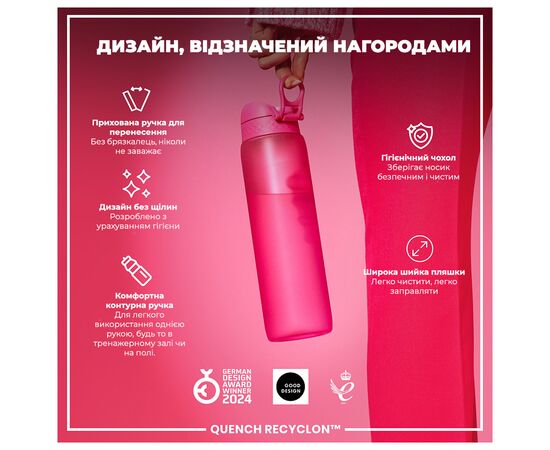 Бутылка для воды ION8 OneTouch 1000 мл BPA Free, Pink (I8RF1000PIN), изображение 4 Бутылка для воды ION8 OneTouch 1000 мл BPA Free, Pink (I8RF1000PIN), изображение 4
