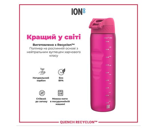 Бутылка для воды ION8 OneTouch 1000 мл BPA Free, Pink (I8RF1000PIN), изображение 6 Бутылка для воды ION8 OneTouch 1000 мл BPA Free, Pink (I8RF1000PIN), изображение 6