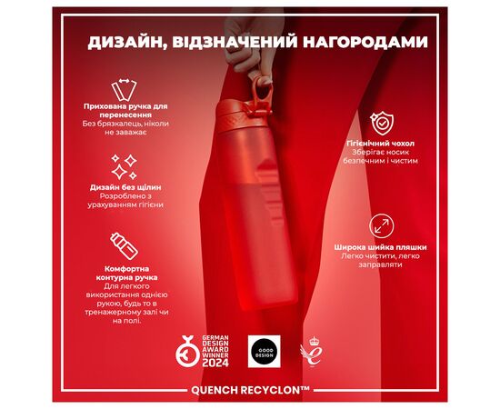 Бутылка для воды ION8 OneTouch 1000 мл BPA Free, Red (I8RF1000RED), изображение 4 Бутылка для воды ION8 OneTouch 1000 мл BPA Free, Red (I8RF1000RED), изображение 4